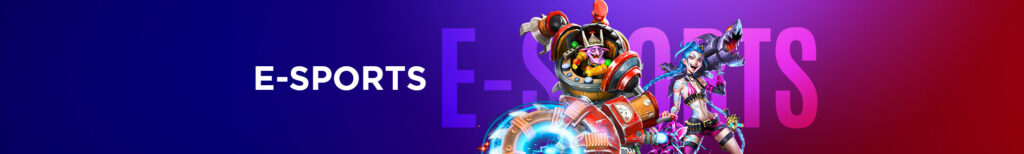 MWIN8 Esports banner featuring vibrant gaming characters and the text E-SPORTS.