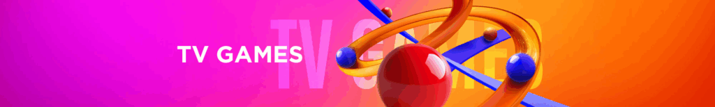 MWIN8 TV Games banner with colorful 3D spheres and vibrant background