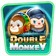 Double Monkey slot game featuring two animated monkey characters in futuristic helmets.