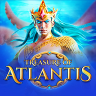Treasure of Atlantis slot game featuring a majestic sea king with a golden crown and flowing turquoise hair.