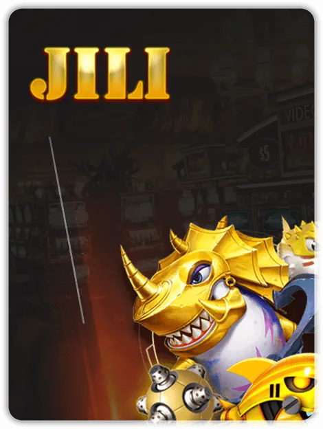 JILI slots provider promotional image featuring a golden armored dragon-like creature with a fierce expression, symbolizing exciting online slot adventures.