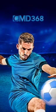 CMD368 Sports Betting Banner featuring a football player kicking a ball in a stadium
