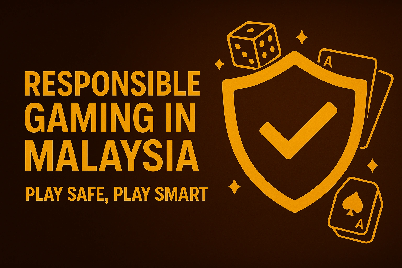Shield and dice icon promoting responsible gaming and safe online casino play in Malaysia.